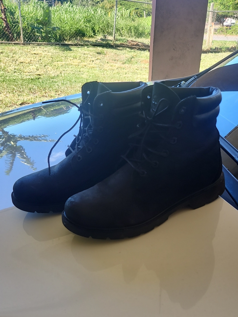 Women's Black Lace-Up Work Boots